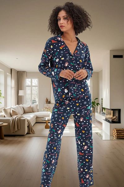PayBuy Women's Winter Printed Cotton Pajama Set Comfortable Fit Long Leg Comfortable Cut