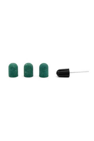global fashion Set of holder and 3 spare emery pads for electric nail file, 16*25mm, green, grit 100