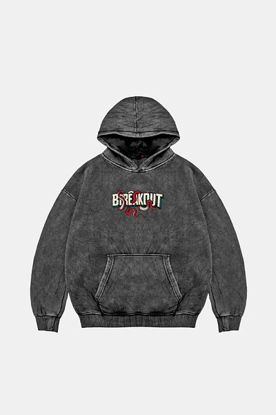 Sekizbiraltı Hanorac negru lavabil unisex Breakout Oversize