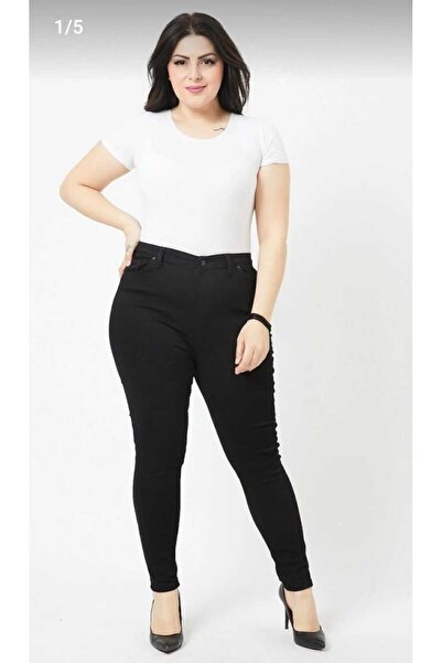 Lixera Black High Waist Lycra Plus Size Jean Trousers