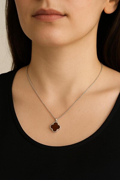 imza gümüş Yonca Model Kolye 925 Ayar Gümüş