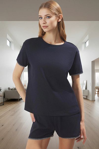 PayBuy Women's Waffle Fabric Short Sleeve Pajamas Set Summer Comfortable Homewear for Daily Use