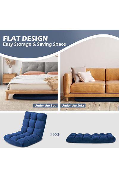 SUMAKA Folding Floor Chair with Back Support, 14 Adjustable Position, Padded Sleeper Bed, Soft Floor Chair