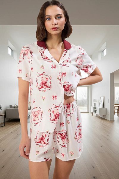 PayBuy Women's Comfortable Summer Multi-Teddy Viscose Pajama Set Elegant Design for Daily Use