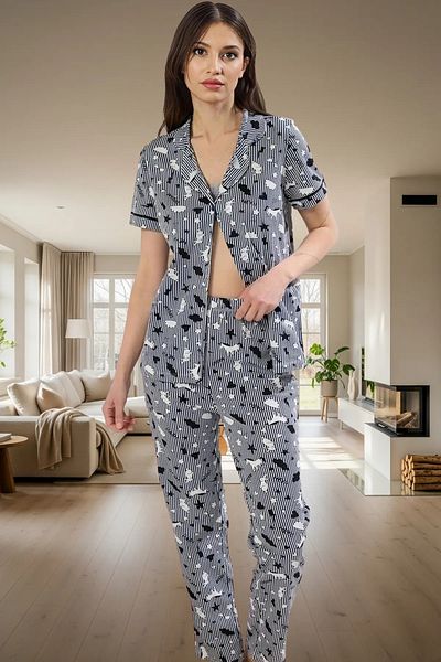 PayBuy Women's Cotton Leisure Patterned Pajamas Set Comfortable Fit Short Sleeve