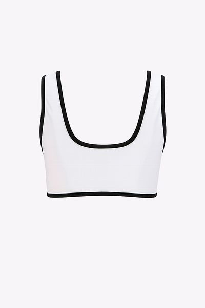 4upower White Black Piping Sports Bra