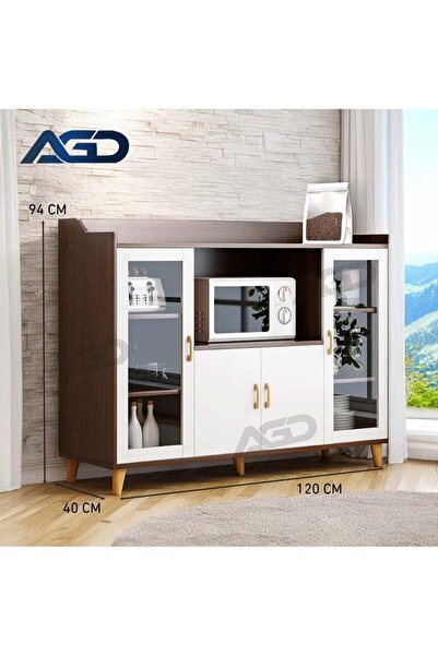 AGD طاولة جانبية خشبية للمطبخ مع أرفف لتلبية احتياجات التخزين المختلفة