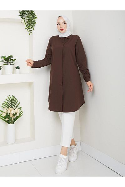 Kirazgym Γυναικείο μακρύ πουκάμισο Boyfriend, Tunik, Μακρύ πουκάμισο Hijab που δεν δείχνει την εσωτερική εφαρμογή