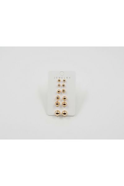 Sumen Butik Silver and Gold Color Ball Earring Set