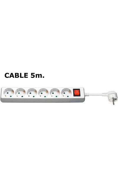 Inna marka MicroConnect 6-way Schuko Power Strip 5M Biały