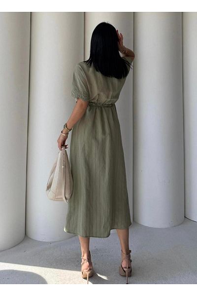 EGZOTİK ASORTİK Double Breasted Brode and Lace Detail Dress
