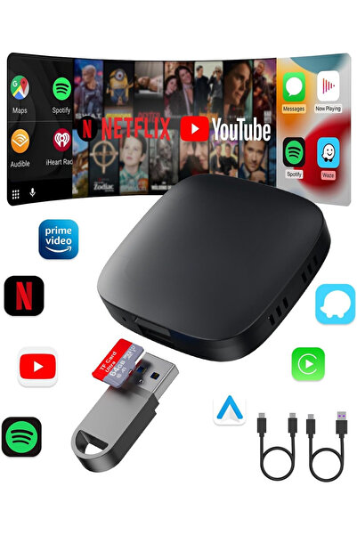 TARÇIN Wireless CarPlay ve Android Auto Dönüştürücü | Netflix & YouTube Destekli 3 in 1 AI Box Lite