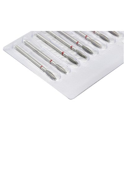 global fashion Diamond bit 243L-025R, flame, for manicure cutter, red