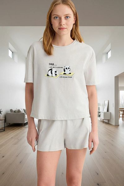 PayBuy Women's Cotton Panda Printed Short Sleeve Pajamas Set Long Lasting Carefully Selected High Quality