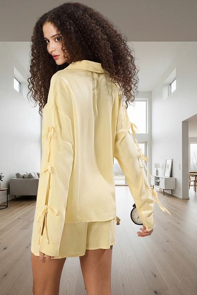 PayBuy Women's Viscose Pajamas Set with Tie Shorts Comfortable Homewear Long-Lasting Elegant Design