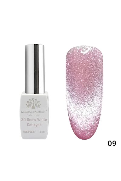 global fashion Oja semipermanenta, Snow White, 3D Cat Eye, Global Fashion 8ml, 09