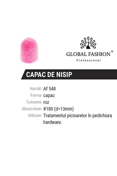 global fashion Electric nail file, 1 piece, 13*19mm, pink, grit 180