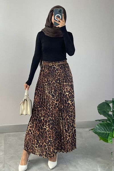 NİSUM MODA Πλισέ φούστα με σχέδιο Leopard