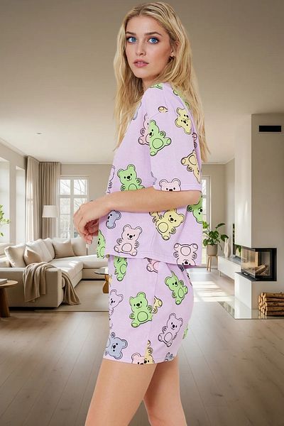 PayBuy Women's Teddy Bear Cotton Pajama Set Color Comfortable Fit Summer Trend Design Professional Look