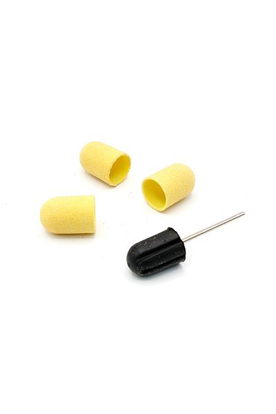 global fashion Set of holder and 3 spare pieces for nail file, 16*25 mm, yellow, grit 100