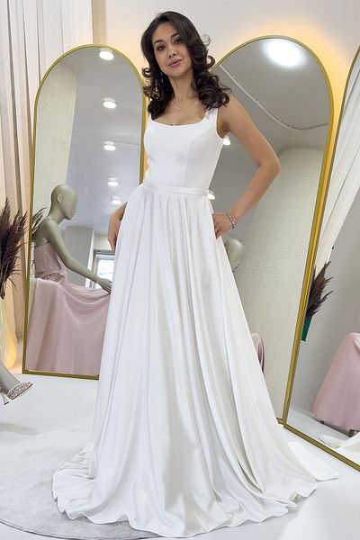 the ZKS Women's Square Neck Back Tie Strap Satin Evening Dress White, Black, Navy Blue, Yellow