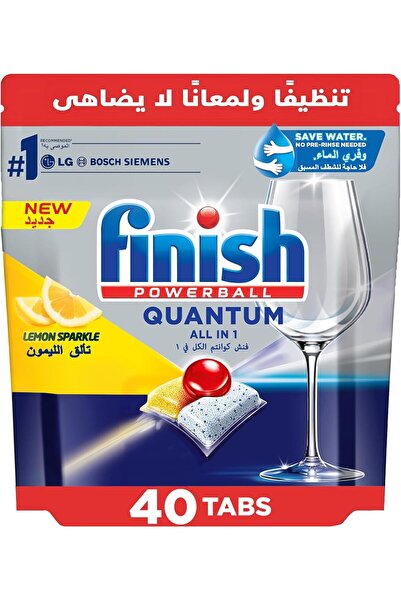 Finish Powerball Quantum Dishwasher Detergent, Lemon Sparkle Scent, 40 Tabs