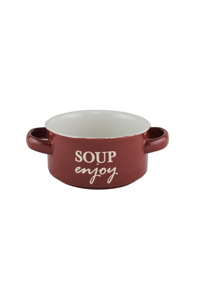 gogiva Ceramic soup bowl with handles, red, 400 ml, diameter 12 cm