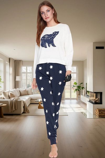 PayBuy Women's Star Pattern Cotton Pajamas Set Comfortable Fit Long Leg Perfect Fit Lasting