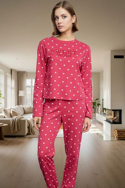 PayBuy Women's Heart Patterned Cotton Pajamas Set Comfortable Home Wear Set Premium Quality Modern Style