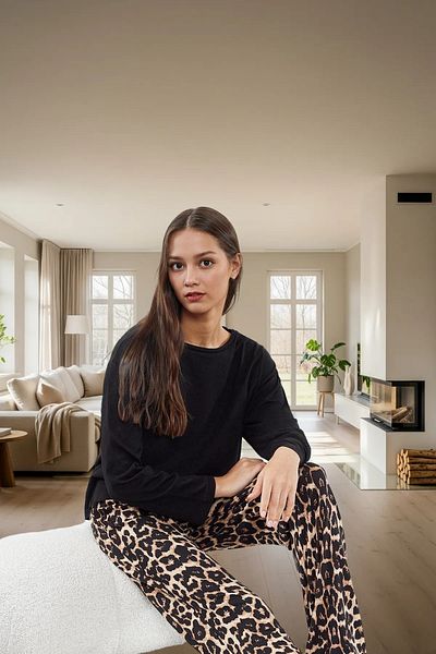 PayBuy Women's Leopard Patterned Cotton Pajama Set Superior Material Quality Craftsmanship Premium Quality