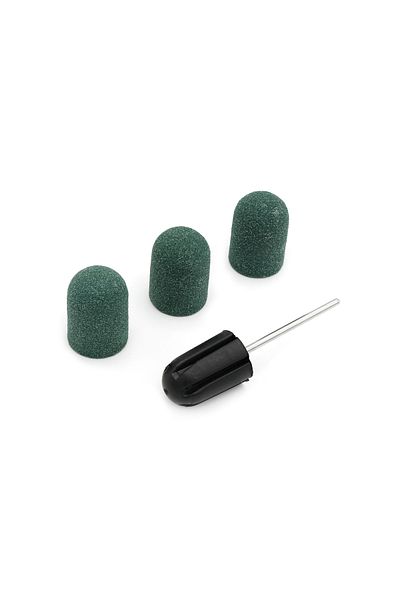 global fashion Set of holder and 3 spare emery pads for electric nail file, 16*25mm, green, grit 100