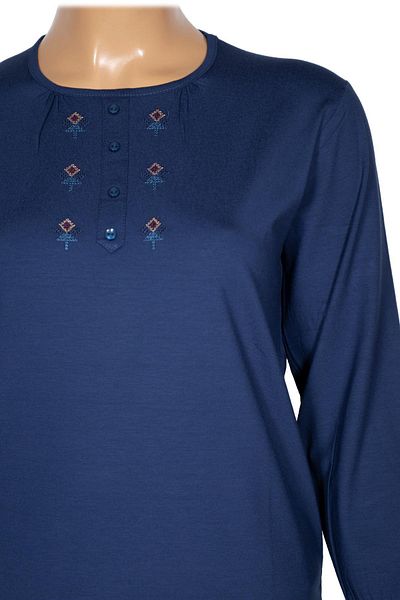 Pıtırcık Bluză Indigo Broderie Cimariva pentru femei Joy Plus Size Robe cu decolteu O