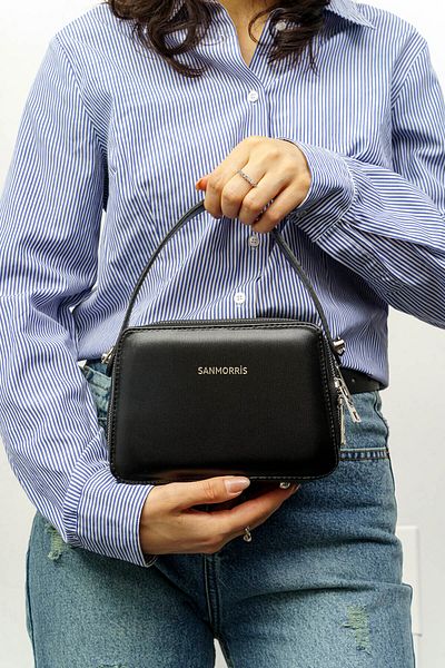 İMAKS Faux Leather Stylish Small Size Cross Strap Hand and Shoulder Bag Black S427