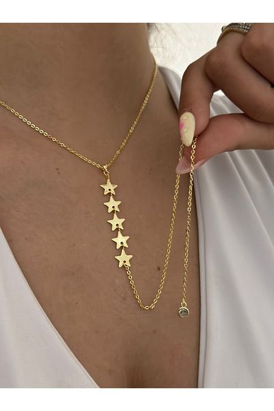 MyladyAccessoriess Row of Stars Detail Steel Necklace