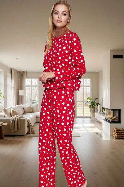 PayBuy Women's Heart Cotton Pajamas Set Comfortable Home Wear Set Winter Stylish Appearance Special Design Modern Style