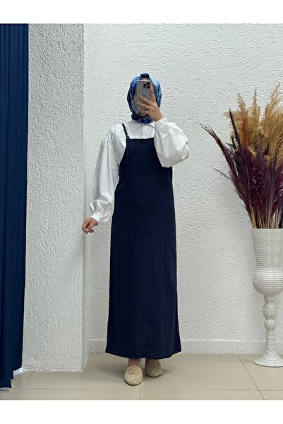 BENAHOLL Melinda Toka Detaylı Keten Jile-AS4080 Lacivert