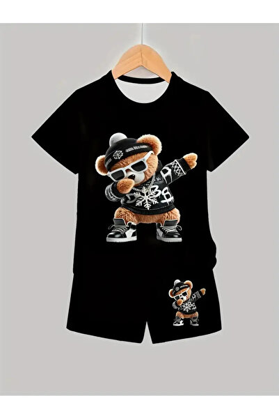 haha Boy's Teddy Bear Themed T-Shirt - Shorts Set