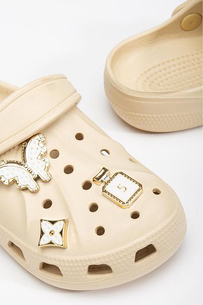 Multi Polo Children's Eva Slippers |   Ornamental Accessory Detailed |   Cream Color |   Light & Comfortable