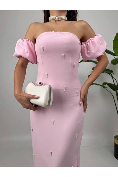 MODA DURAĞI Stone Detail Atlas Dress 2051