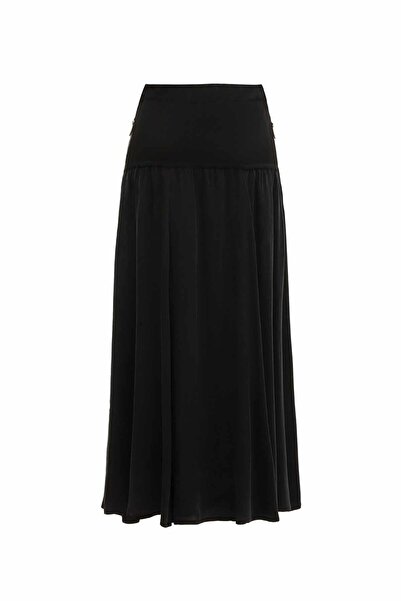 MISS DALIDA Black Side Zipper Flared Skirt T25Y-2003