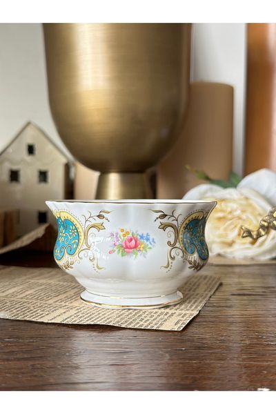 Royal Albert Antique Royal Albert Berkeley Floral Porcelain Sugar Bowl Chocolate Bowl Dragee Turkish Delight Bowl Plate