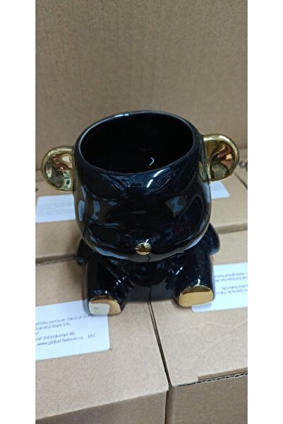 global fashion Organizator pentru pensule și pile, din ceramică, negru + aur