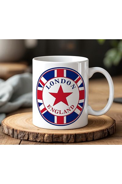 BB TRADE London England Designed White Ceramic Printed Mug 330ml