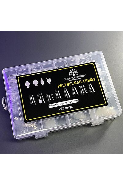 global fashion Set pentru extensii, tipsuri reutilizabile + șablon din silicon de 8 tipuri, 288 bucăți
