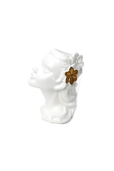 Blusmart Vaza-masca ghiveci ceramic, beauty donna, 26x19 cm, alb