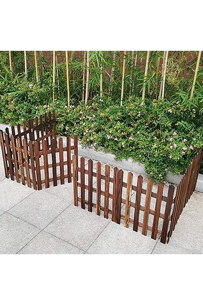 genric FFD 50x160cm Wooden Garden Fence - 160x50x1cm | Decorative Natural Wood Lawn Edging for Outdoor
