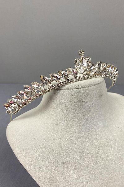 Fiyonks Atölye Bridal Crown Summer Model, Crystal Bridal Crown with Stones, Women's Hair Accessory