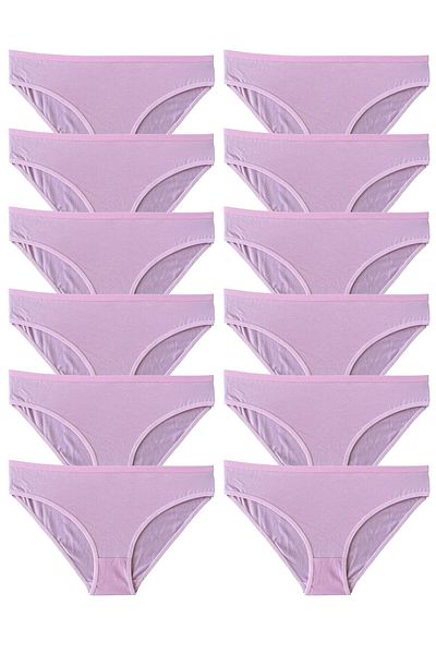 tonda Women's Slip Panties, Pink Color Bikini Panties, Cotton Soft Fabric 12 Pack Bikini Panties