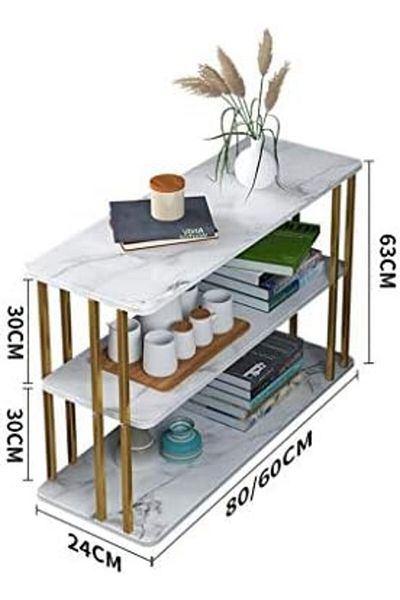 Türkiye Living Room Furniture Sofa End Table, Narrow Space Saving Storage Table 2 Layers Industrial Low Book