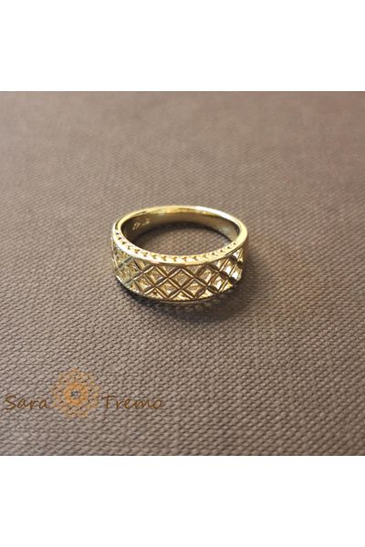 saratremo Filigree Ring Width 7 mm - Plated with 14K Gold